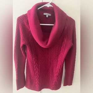 Classiques Entier 100% Merino Wool Cable Knit Fisherman Maroon Sweater Women XS